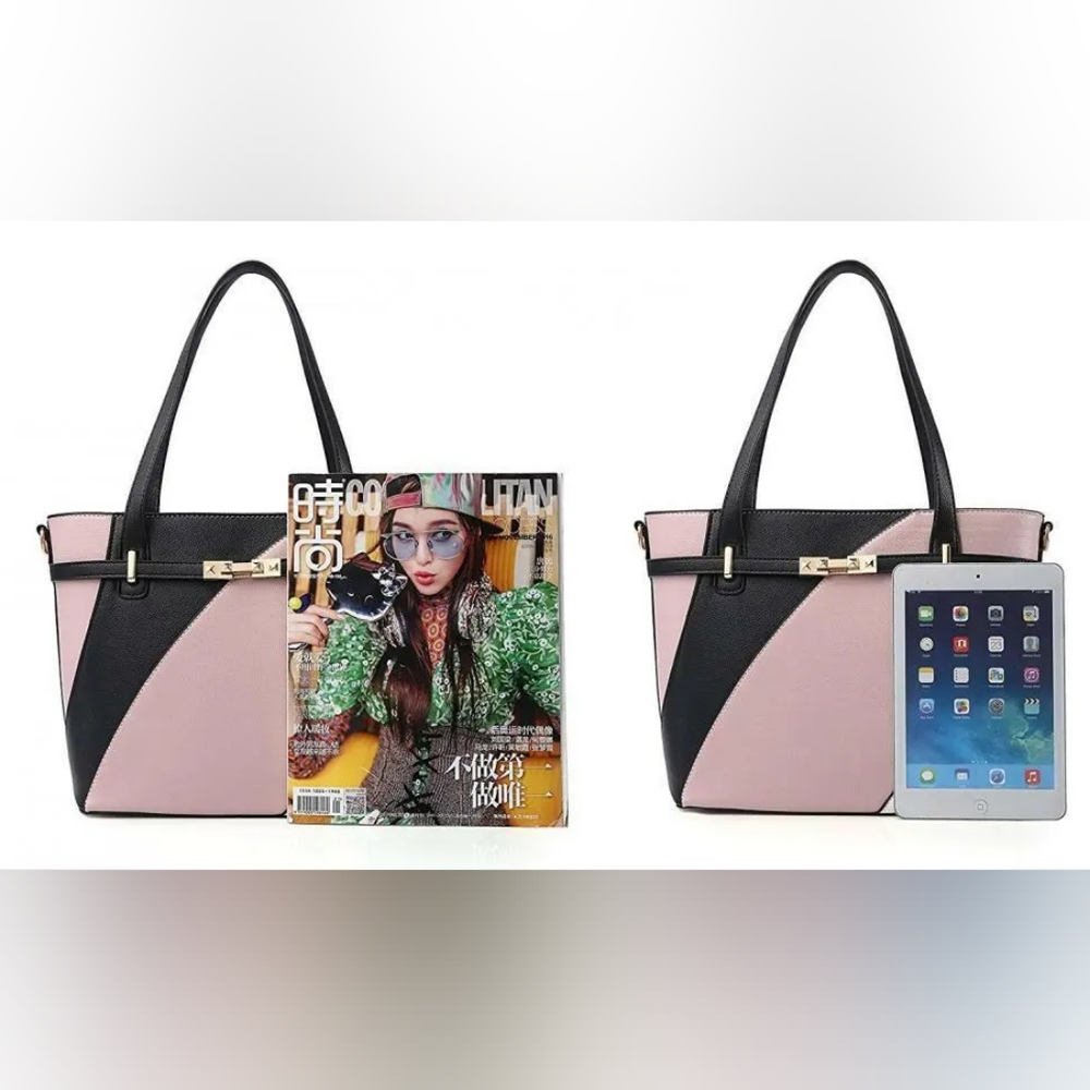 Abstract Colorblock Tote/Shoulder Bag - Picture 14 of 16
